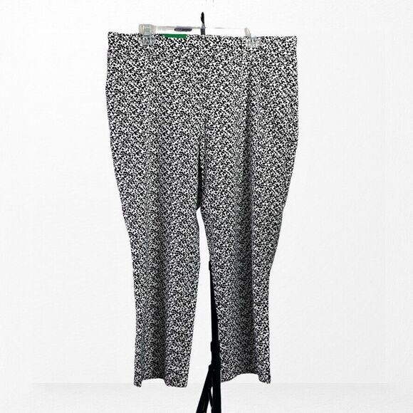 Hilary Radley Woman Seersucker Pull-On Ankle Pants Black White Size XL‎ - Picture 1 of 6